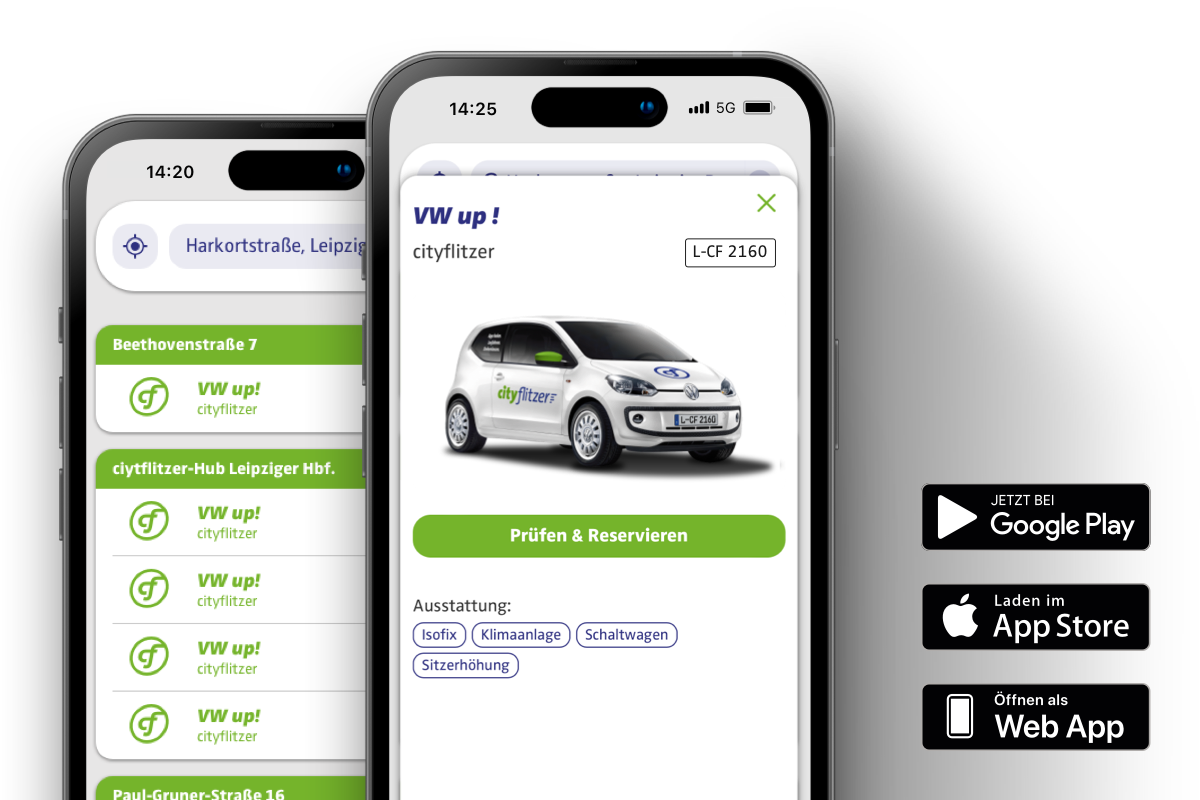 Smartphone mit cityflitzer-App.